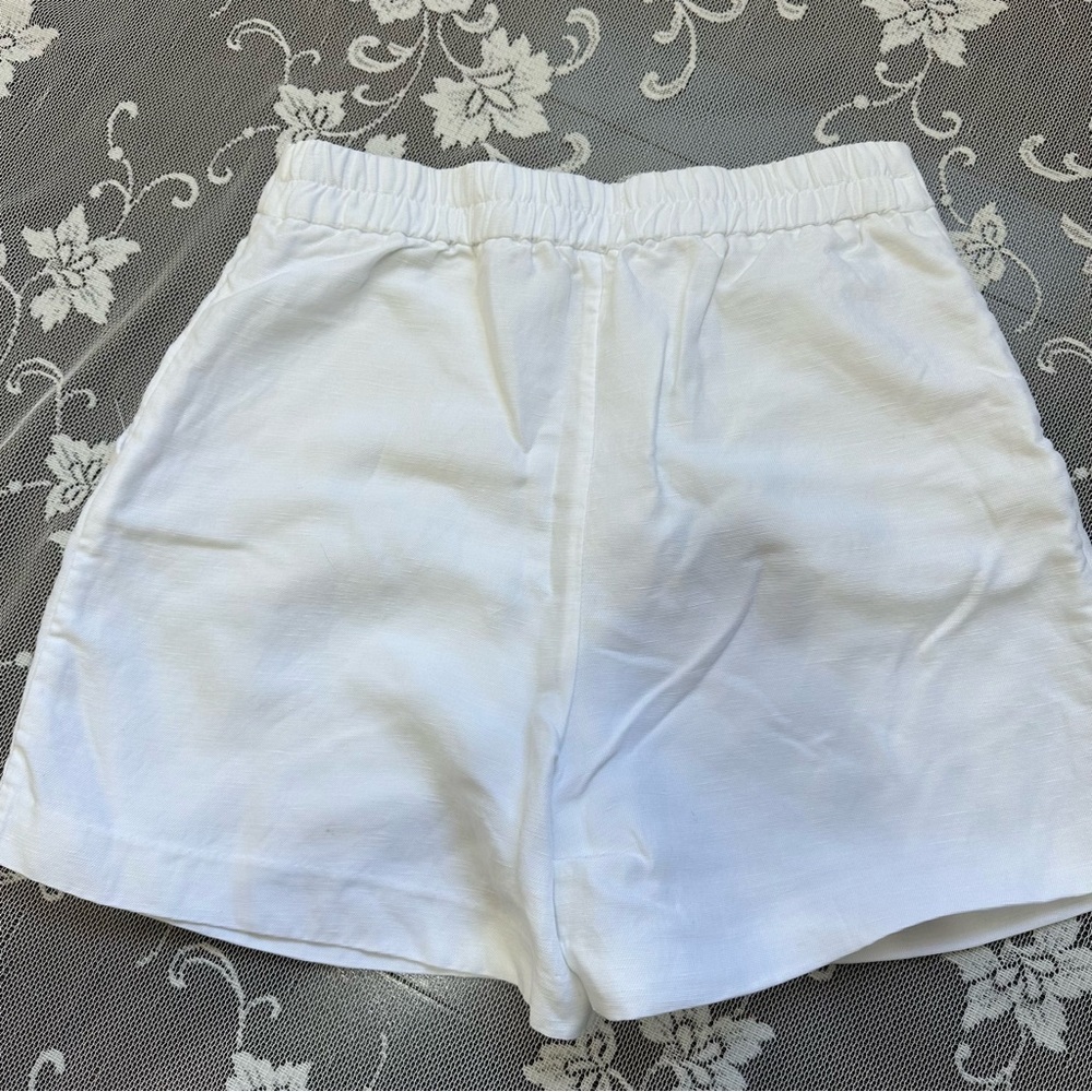 Aritzia Wilfred Fable Linen Blend Mid-Thigh Shorts in White Sz 8 - Picture 6 of 11